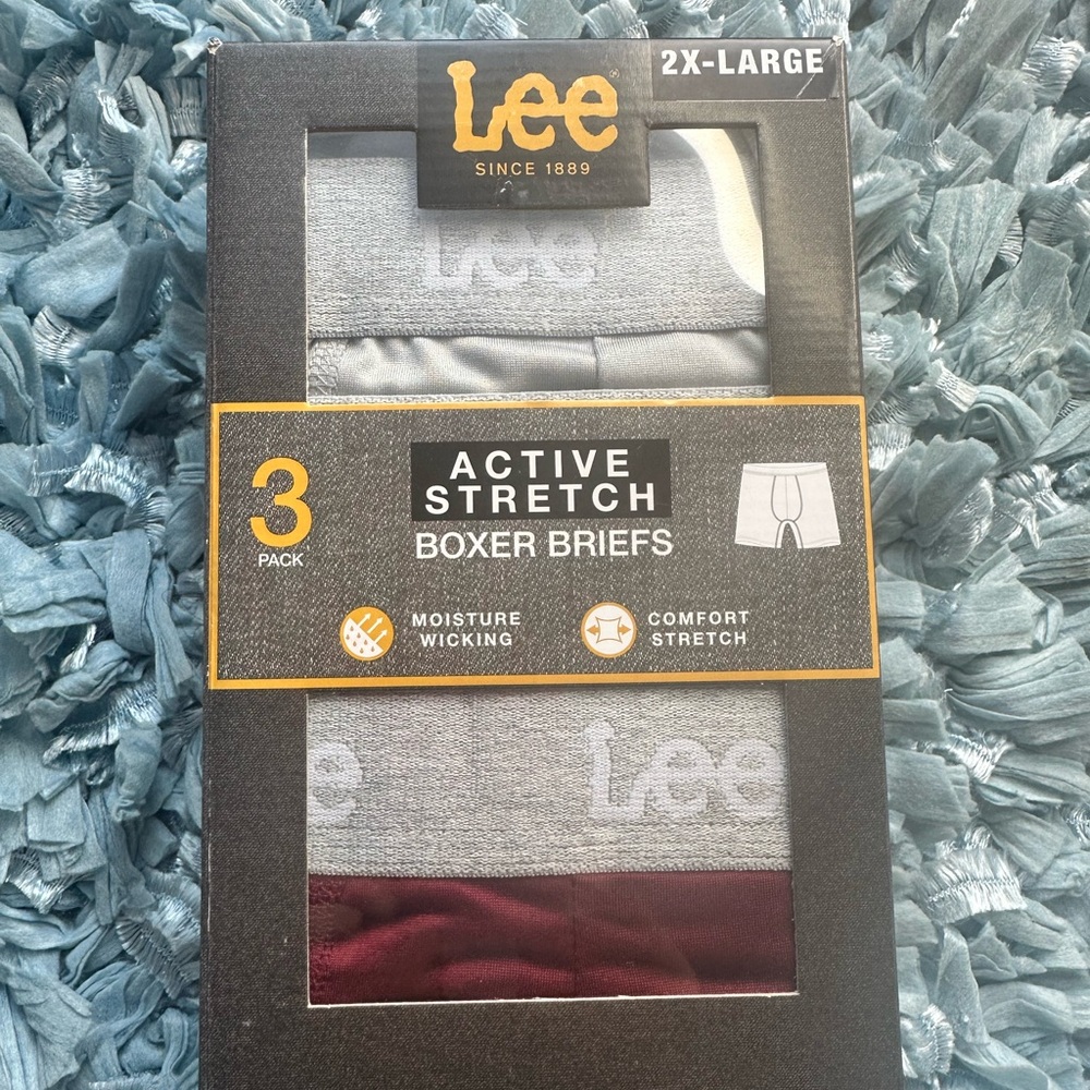 Lee Men's Active Stretch Boxer Briefs 3-Pack - Gray and Burgundy